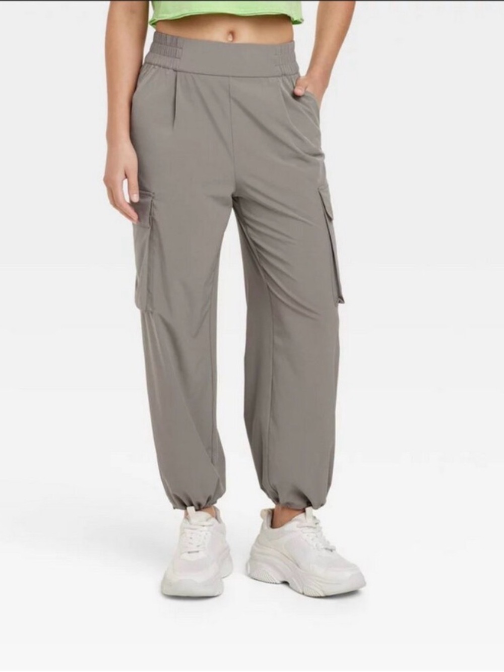JoyLab Women's Cinch Hem Woven Cargo Pants